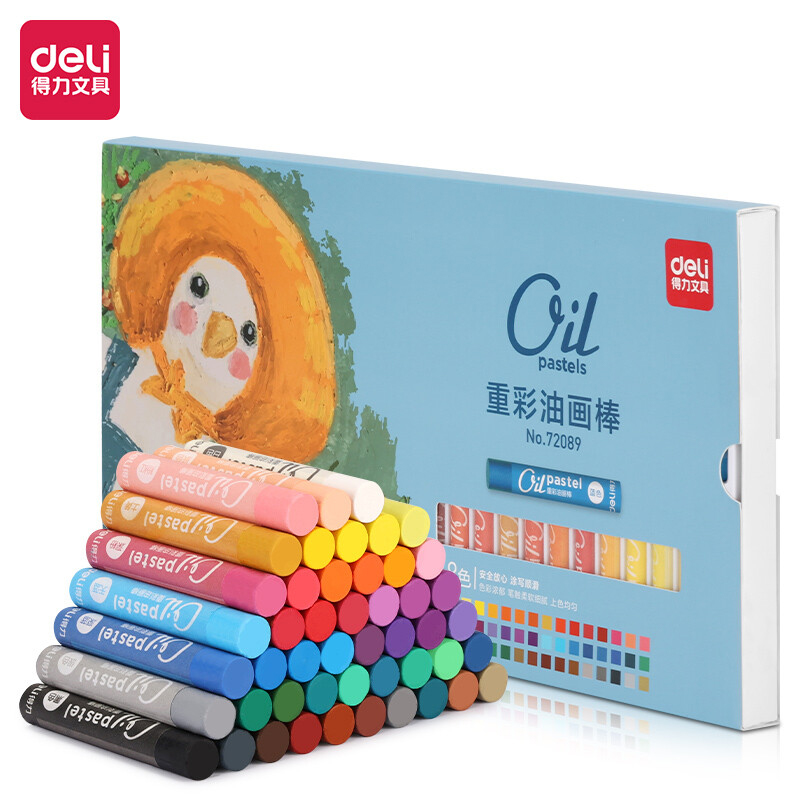 得力 72089重彩油画棒48色 缤纷色彩肌理感强 笔触细腻上色均匀 圆形笔杆握感舒适 趣味画法的照片